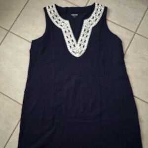 Lands' End Blue Embellished Sleeveless Beach Cover Up Dress